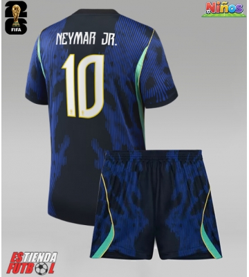 Brasil Neymar Jr #10 Segunda Equipación Niños Mundial 2026 Manga Corta (+ Pantalones cortos)